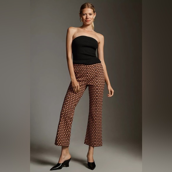 (B3) Maeve The Margot Brown Pink Anthropologie Free Kick-Flare Cropped Pants 1X - Picture 4 of 12